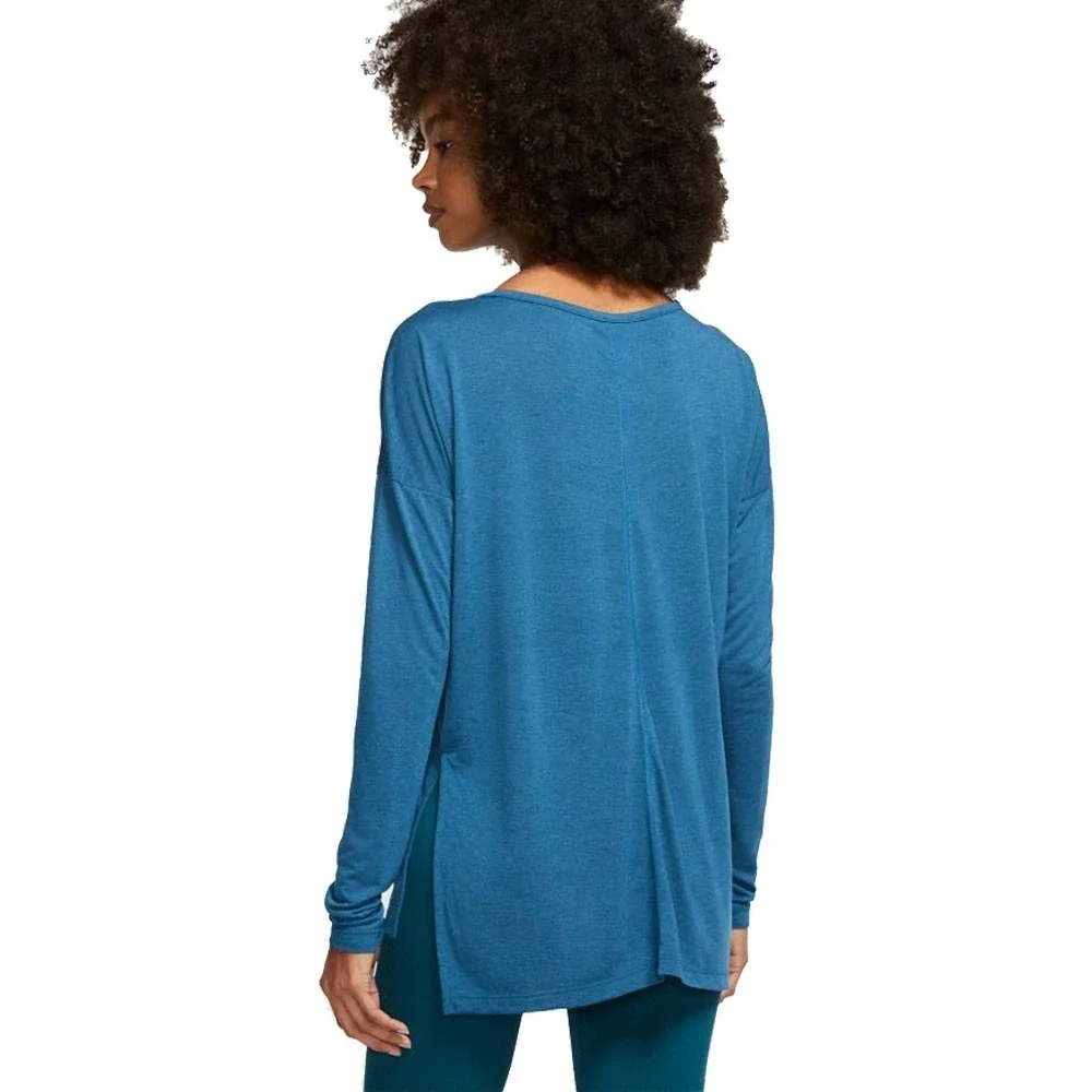 Nike Yoga Dri-FIT Long Sleeve Shirt Blue Women XS CJ9324-432 NWT